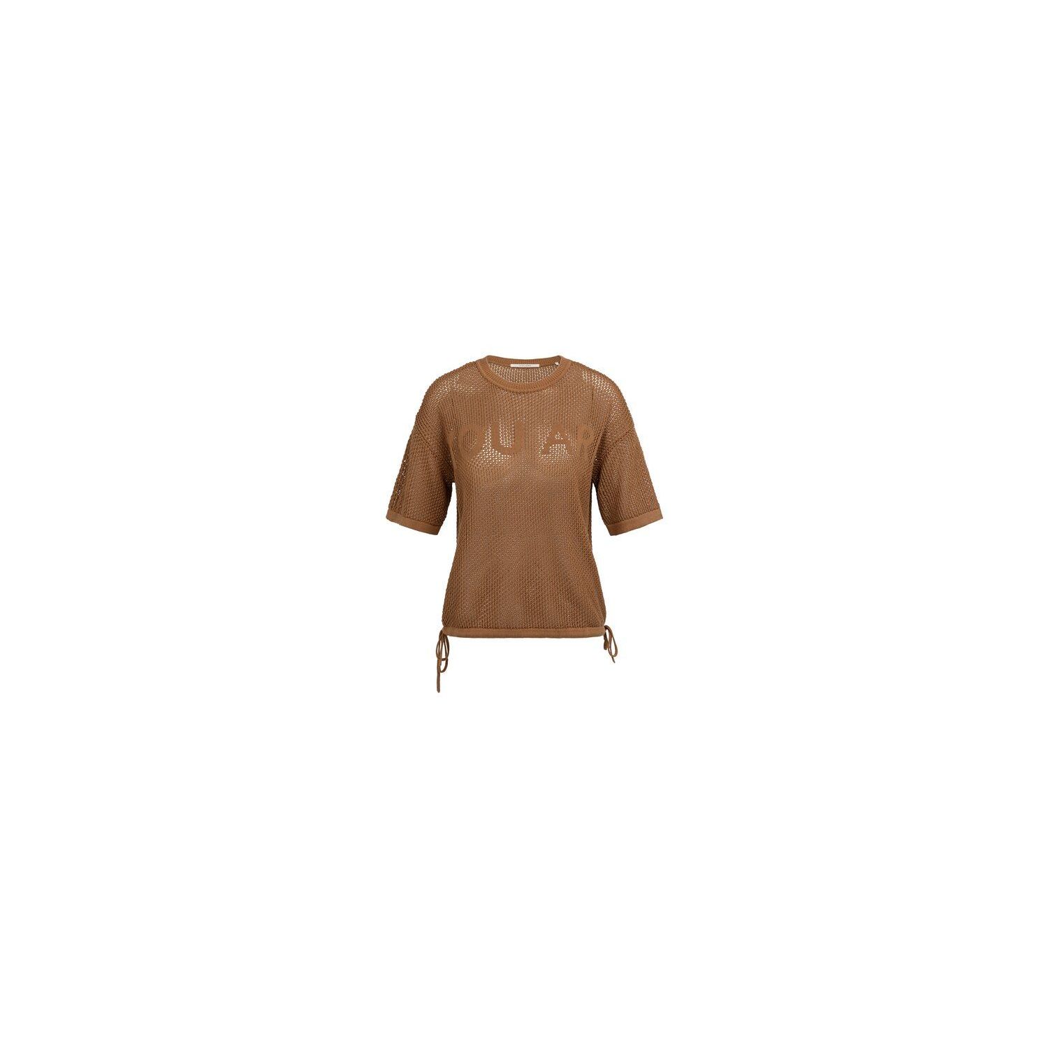 YAYA Opengebreide top met artwork foxtrot brown