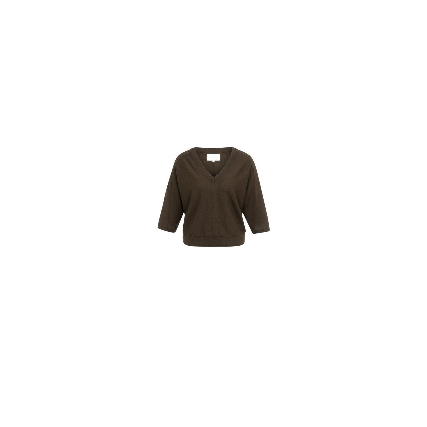 YAYA V-hals trui met naaddetails delicioso brown m