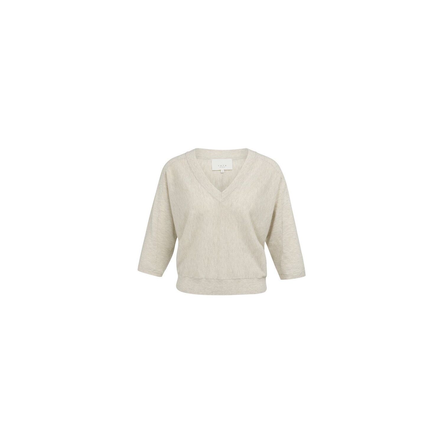 YAYA V-hals trui met naaddetails beige melange