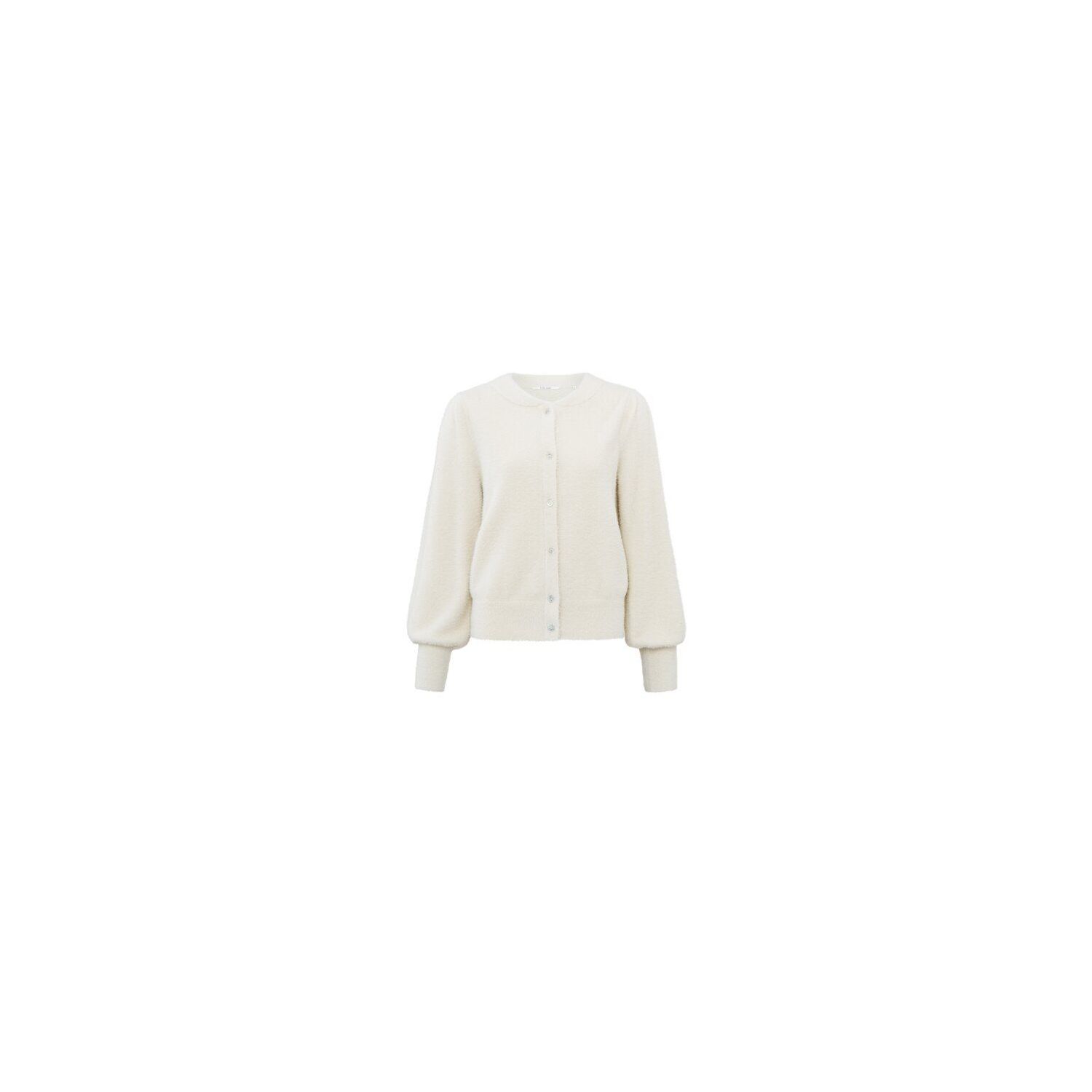 Yaya furry cardigan ls chalk white