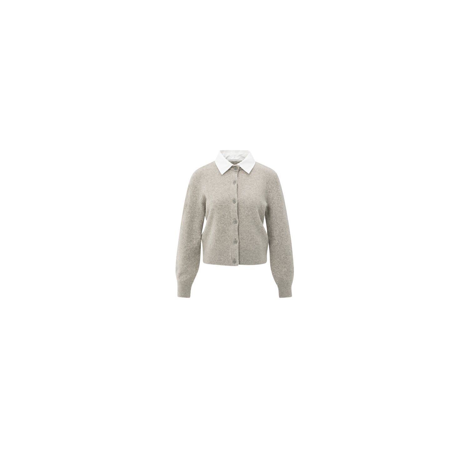 YAYA Vest met afneembare kraag brownish grey