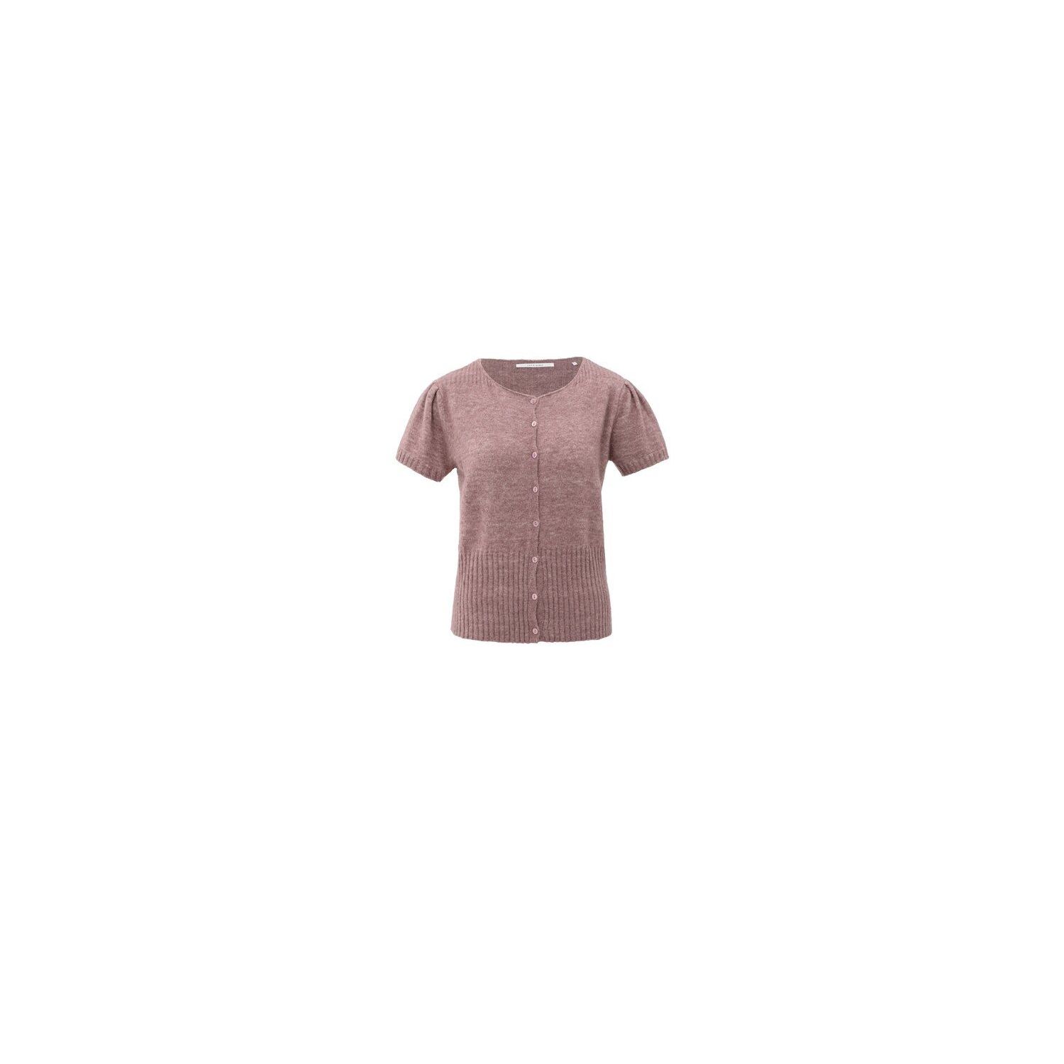 YAYA Gebreid vest met ribaccenten blush pink