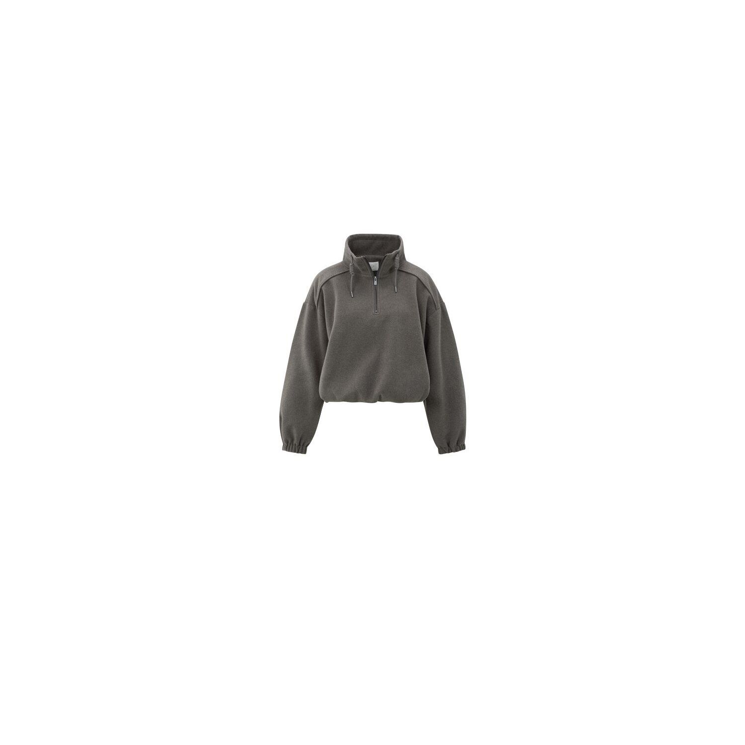 YAYA Sweater met ballonmouwen dark taupe grey mela