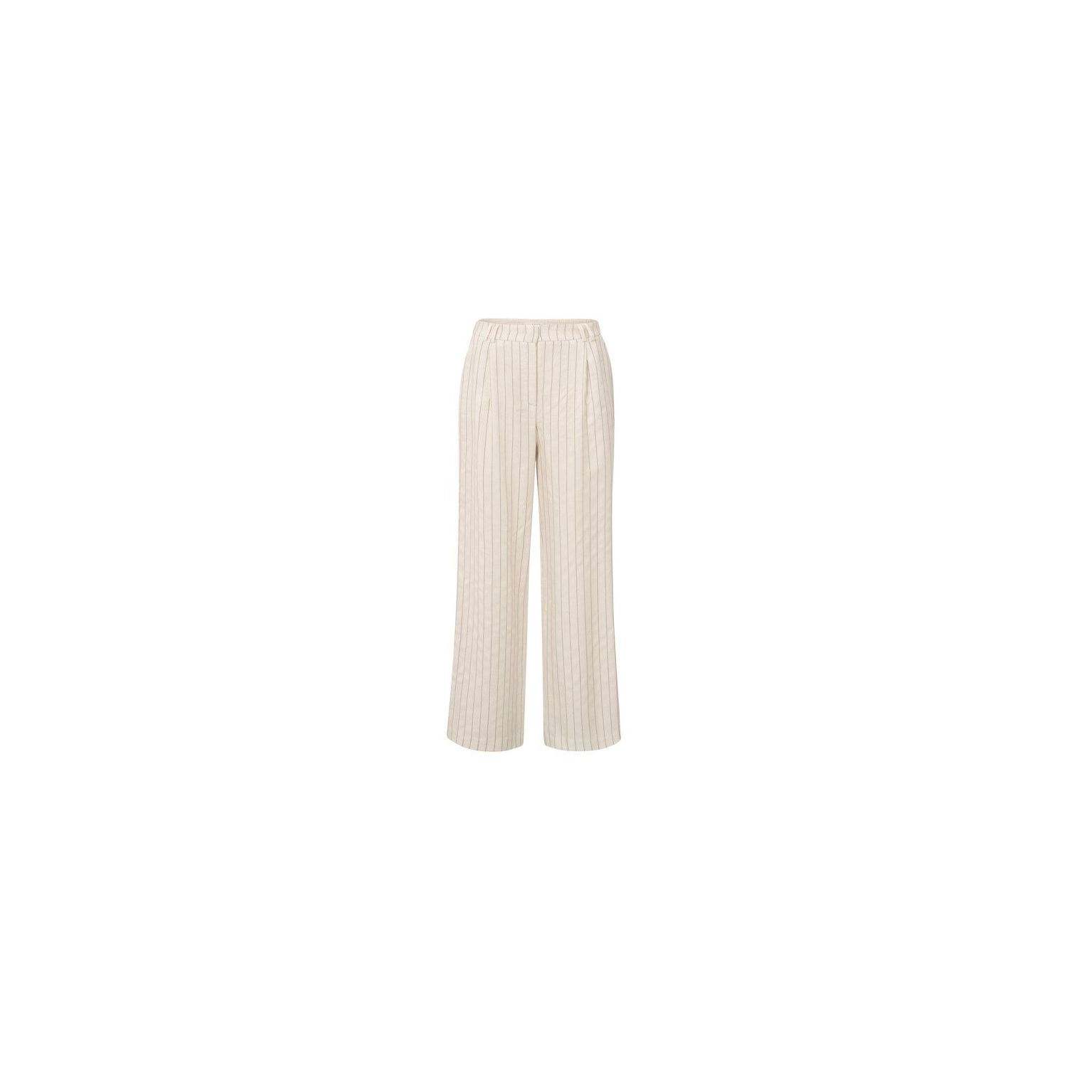 YAYA Striped linen-blend trousers sand linen beige