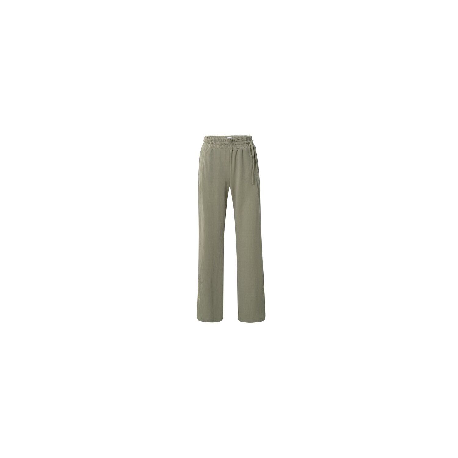 YAYA jersey wide leg trousers with slit army green