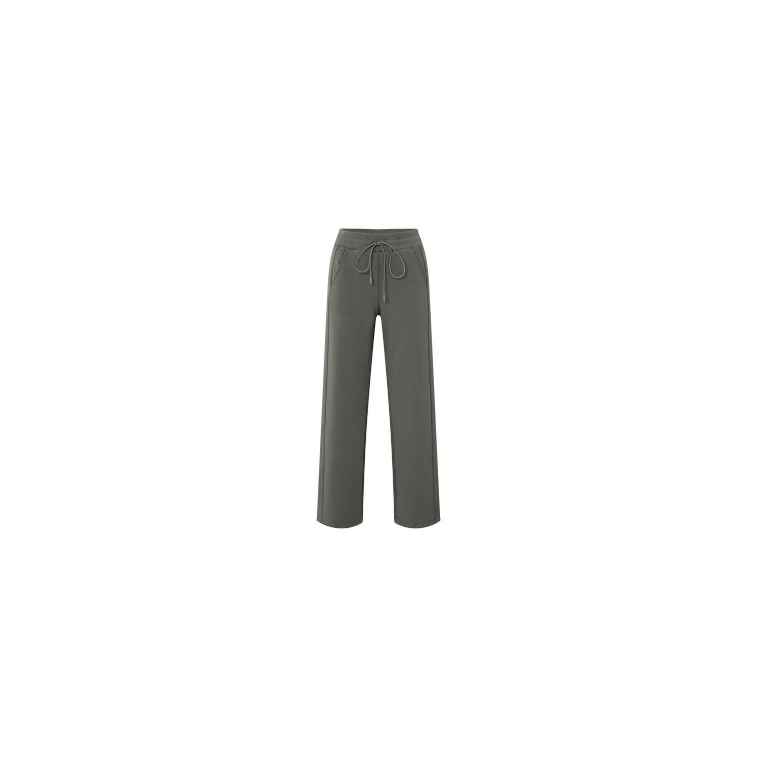 YAYA Jersey broek met wijde pijpen dark night grey