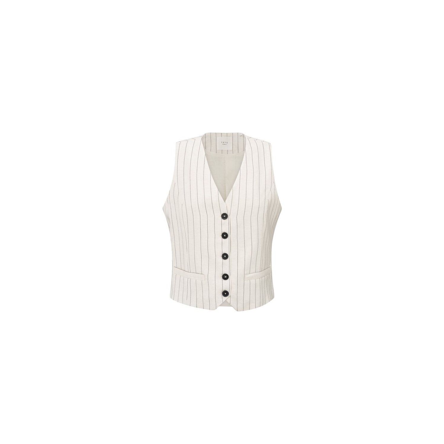 YAYA Pinstripe gilet sand linen beige des