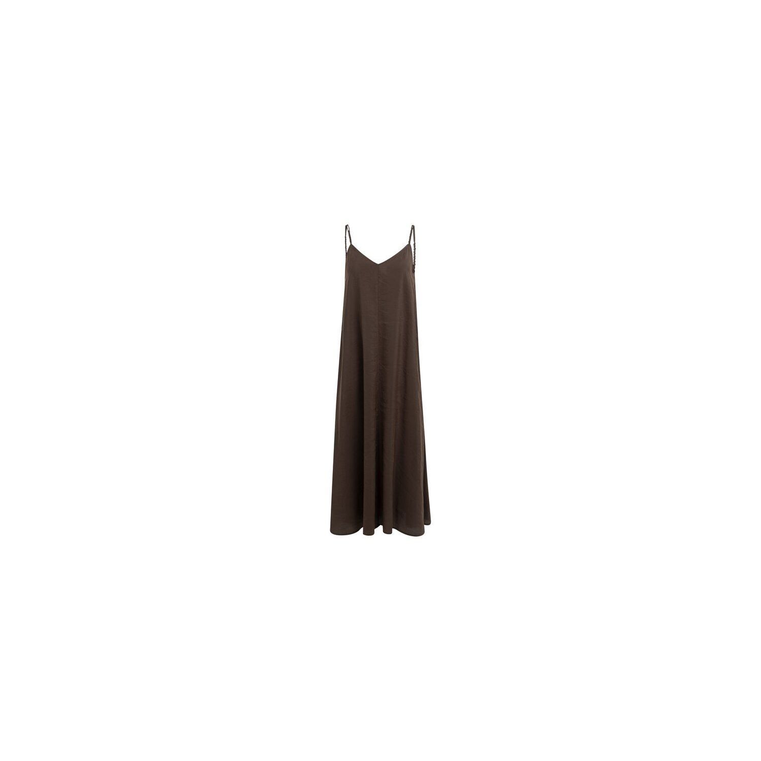 YAYA Lange jurk met bandjes en loss aubergine purp