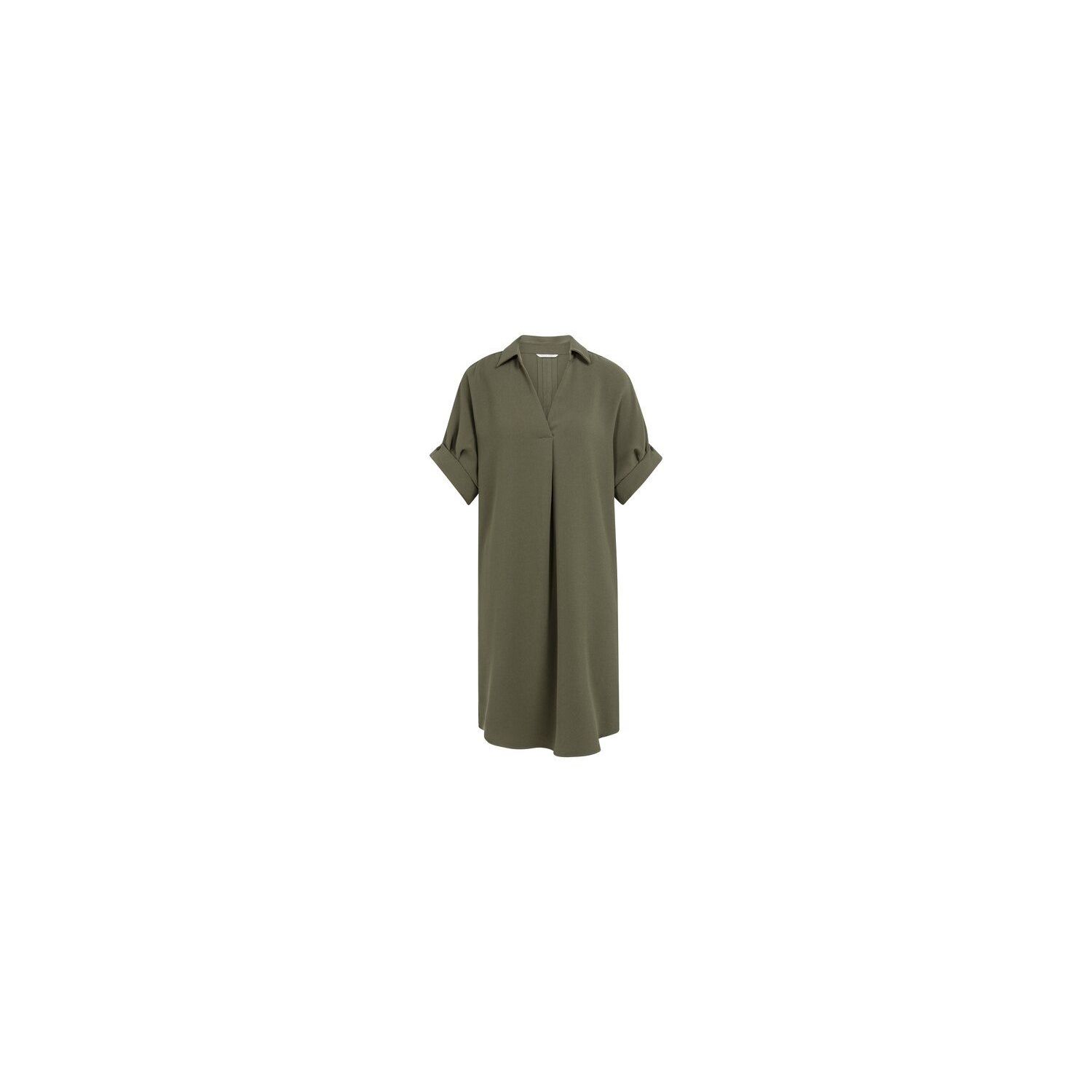 YAYA V-neck dress with pleated slee army green