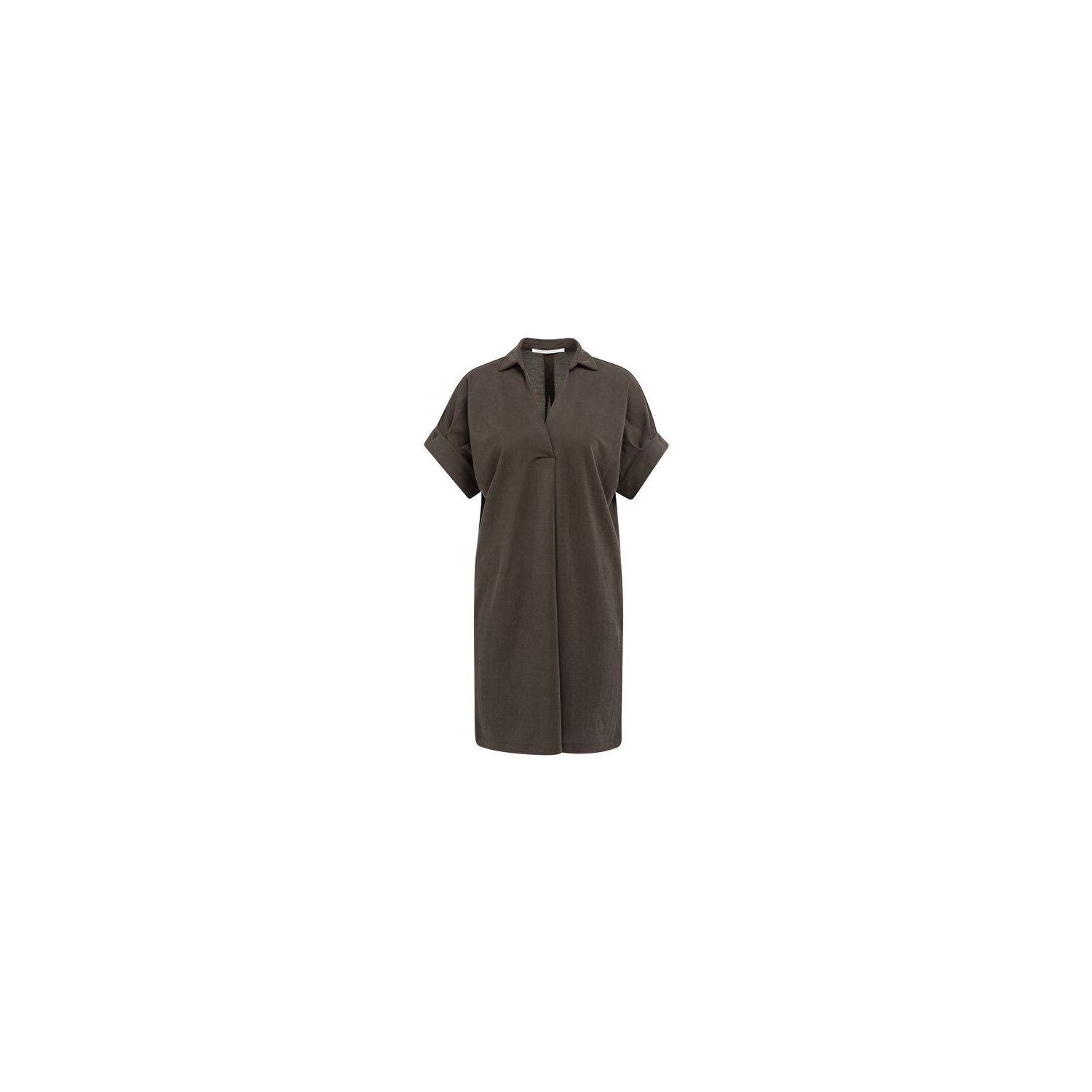 YAYA Jerseyjurk met geplooide pofmo aubergine purp