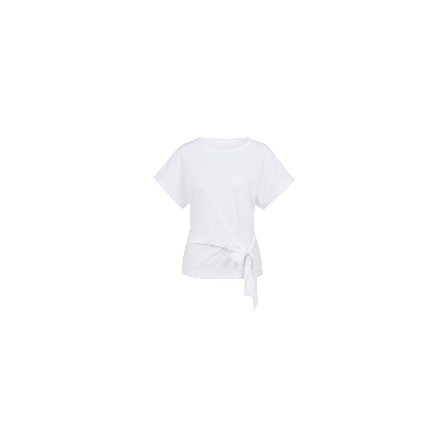 YAYA Top met ronde hals en knoopdet pure white