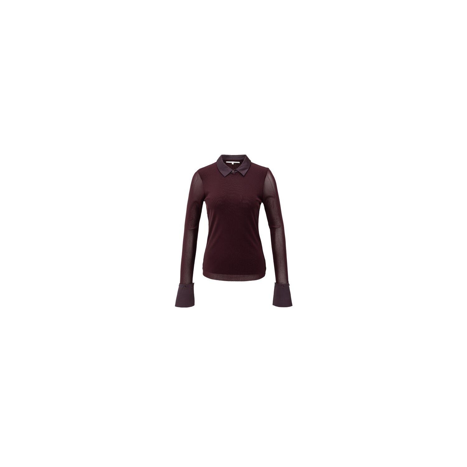 YAYA Mesh top met afneembare kraag fudge purple