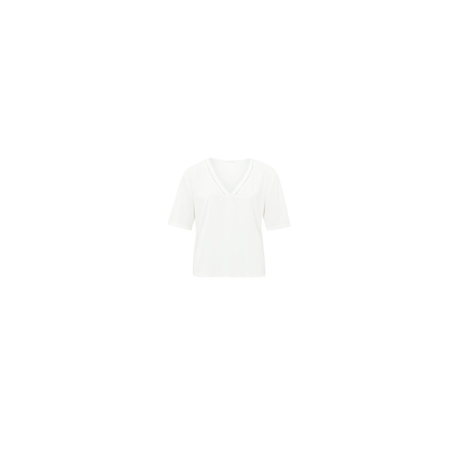 YAYA t-shirt with tape neckline modal off white