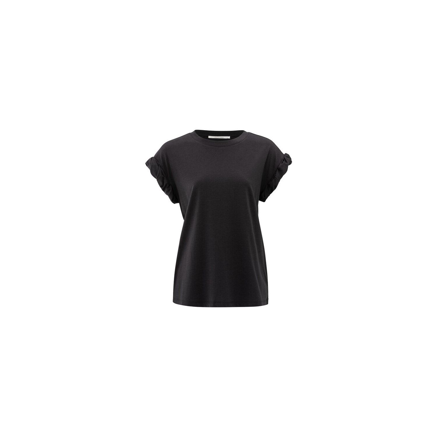 YAYA T-shirt with rolled-up sleeves washed black