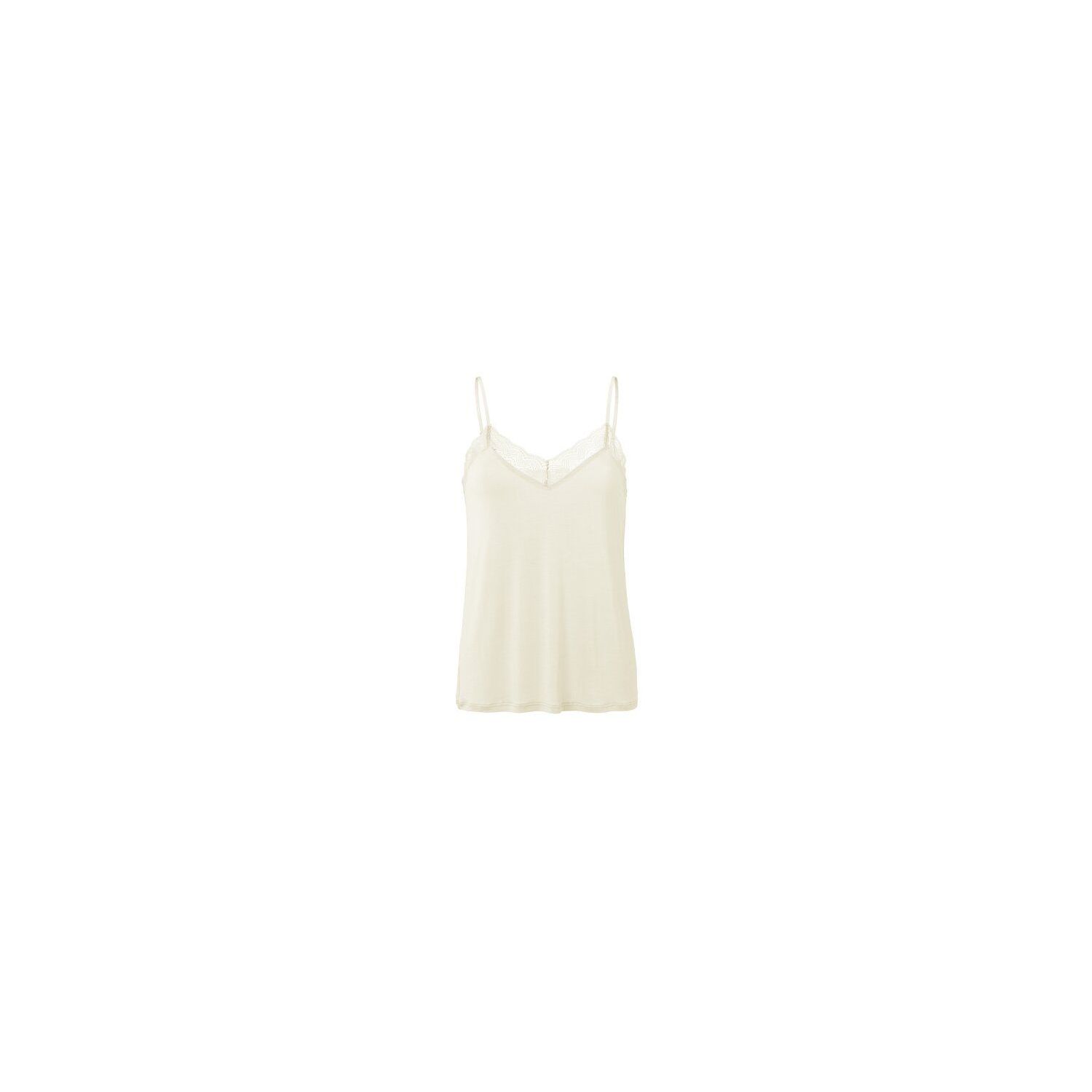 Yaya lace strap top jersey body ivory white