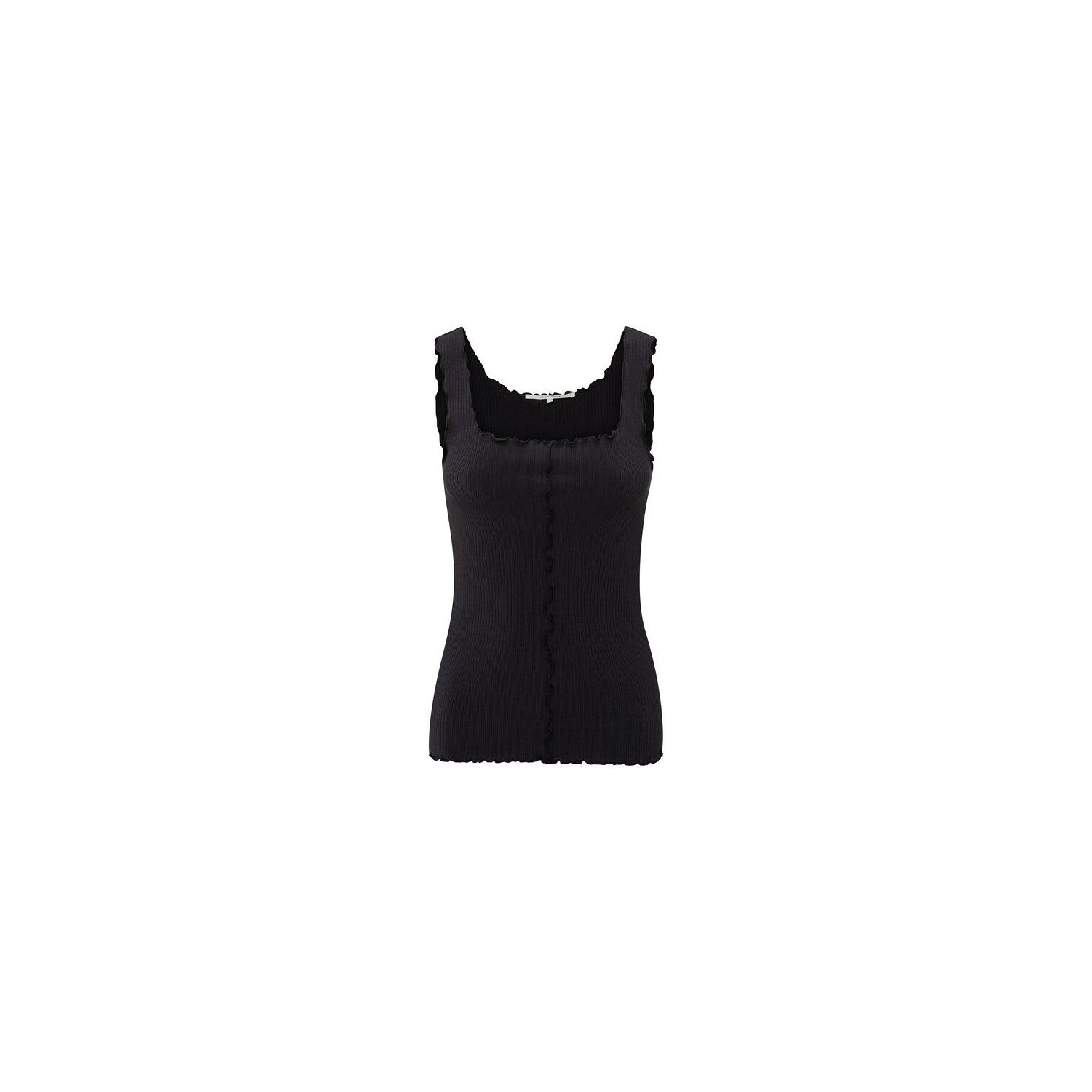 YAYA Singlet with frilled seams washed black