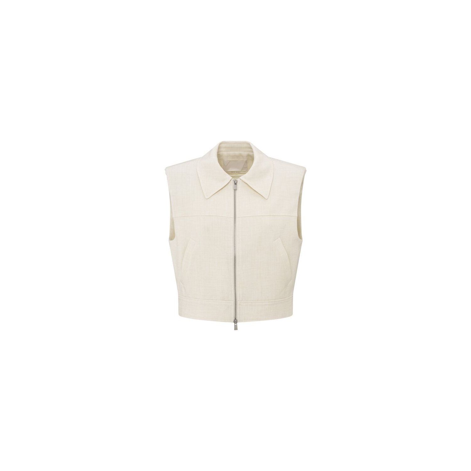 YAYA Sleeveless cropped jacket summer sand melange