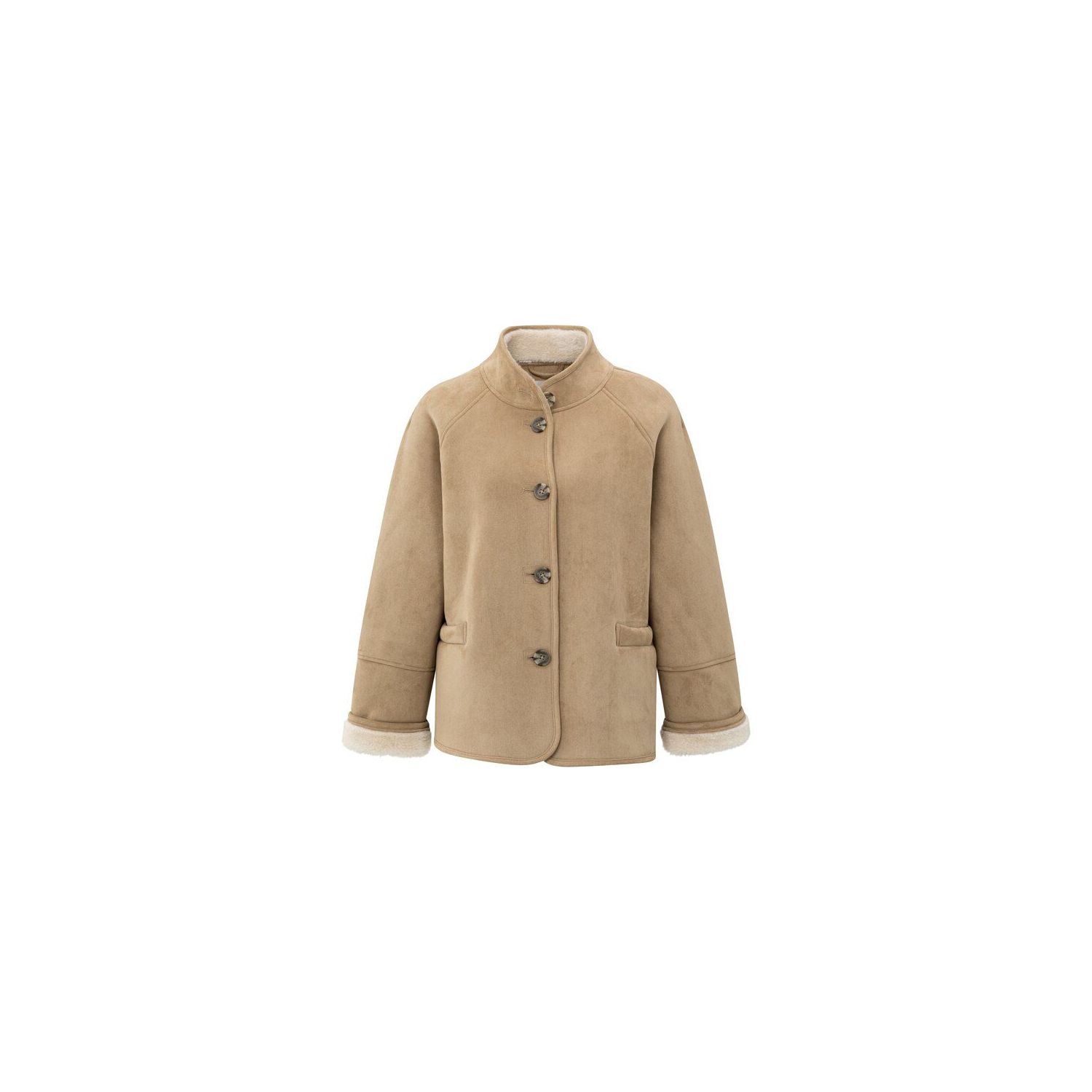 YAYA Oversized lammy jas light camel