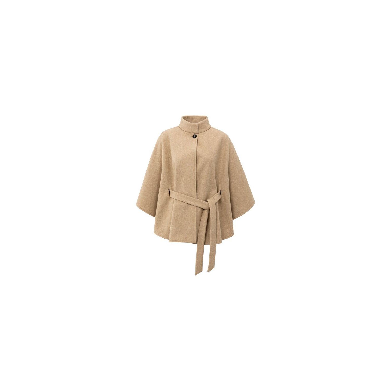 YAYA Soft woven poncho with collar light camel mel