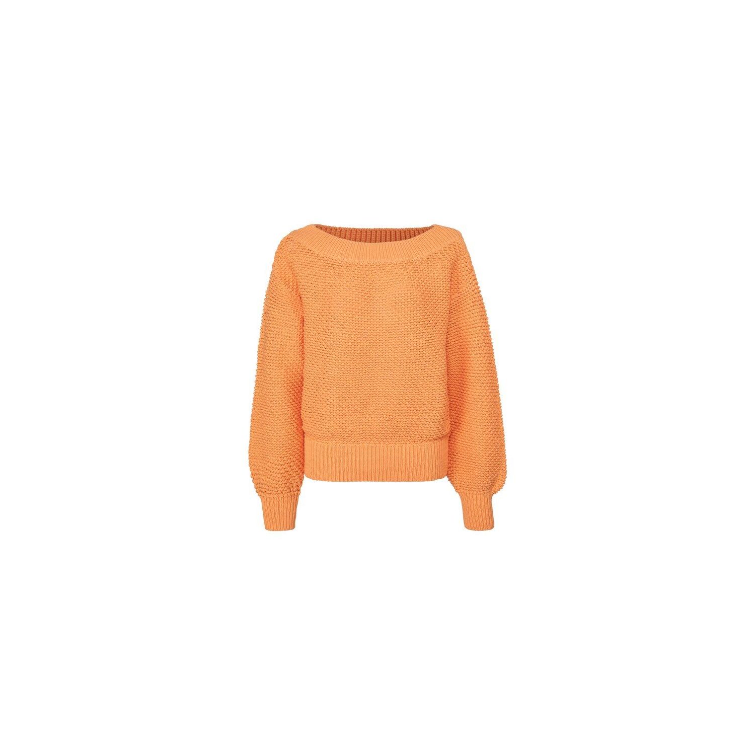 Yaya textured yarn sweater boatneck l/s orange