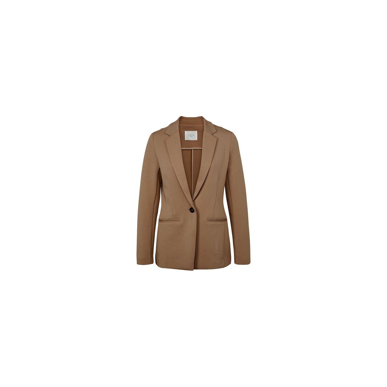 Yaya jersey scuba blazer cotton blend dark sand