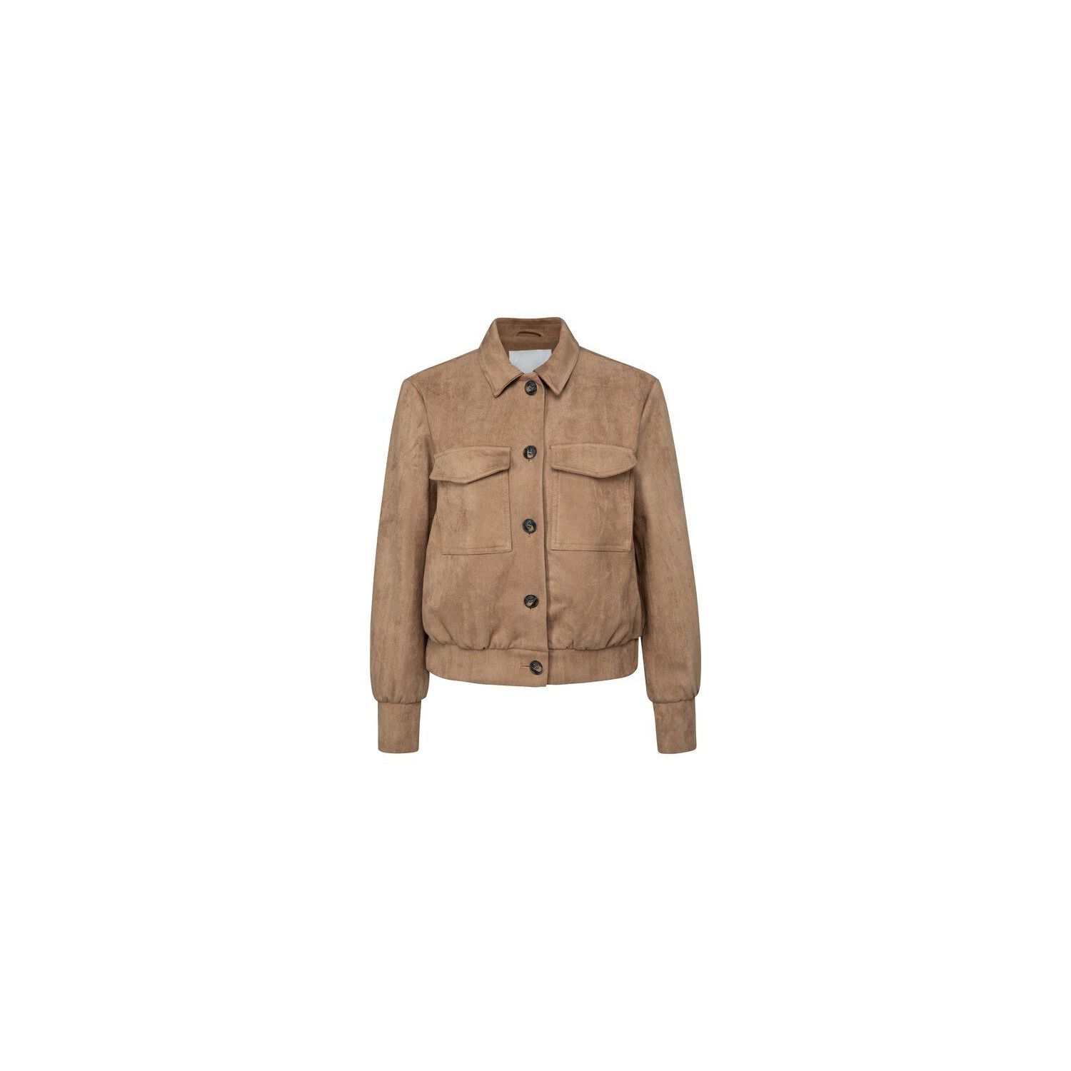 Yaya suedine jacket with pockets dark sand