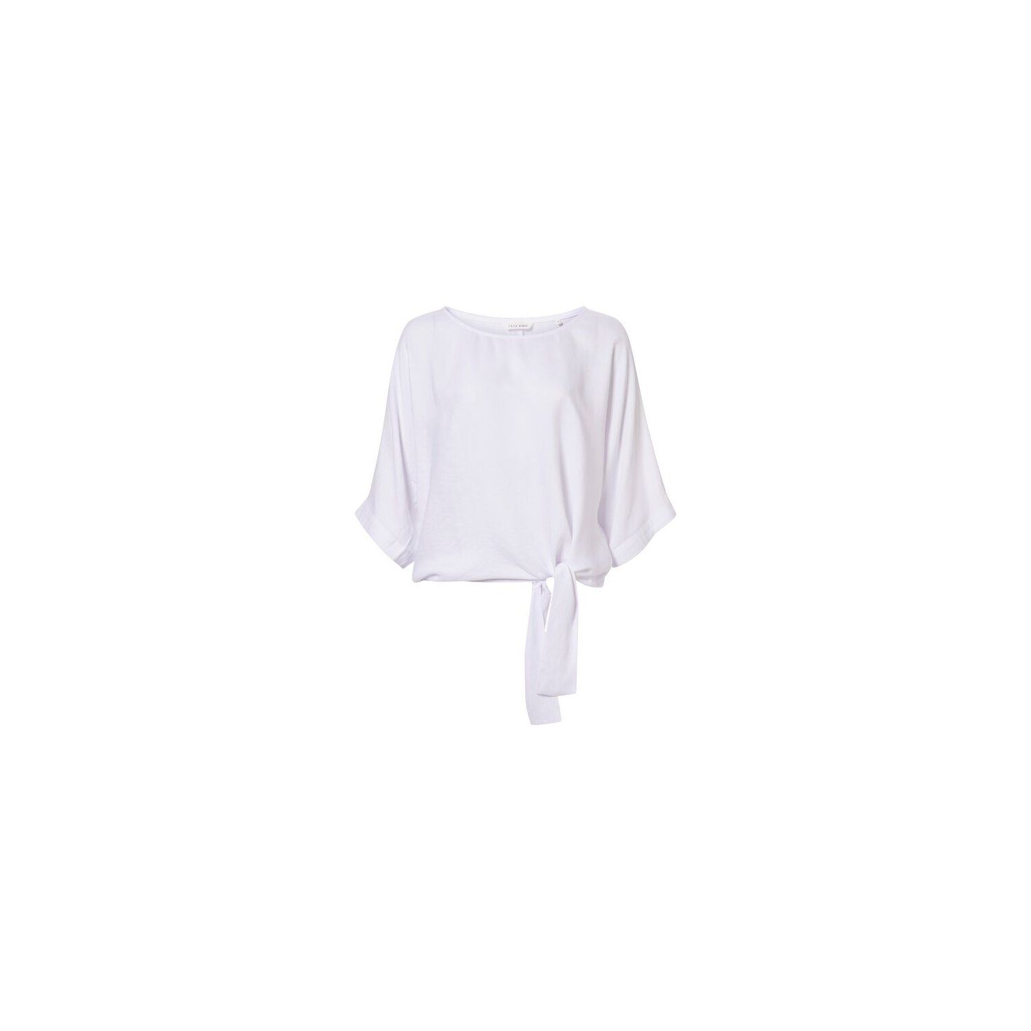 Yaya short sleeve top with knot detail pure white