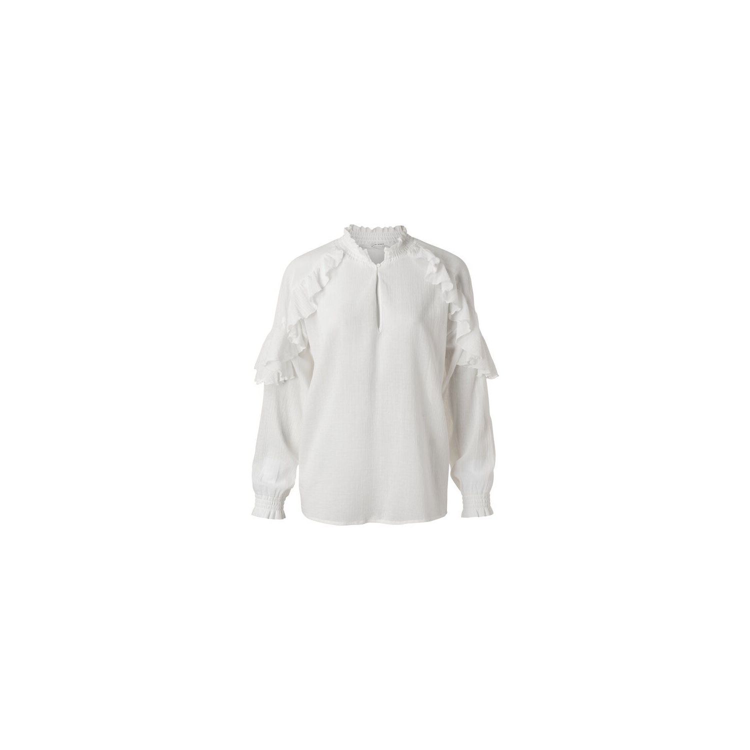 Yaya top blouse with ruffles pure white