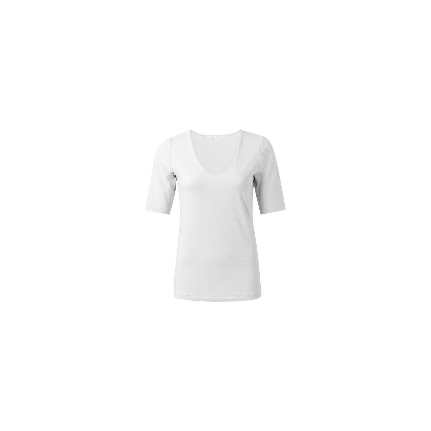 YAYA Round V-neck top off white