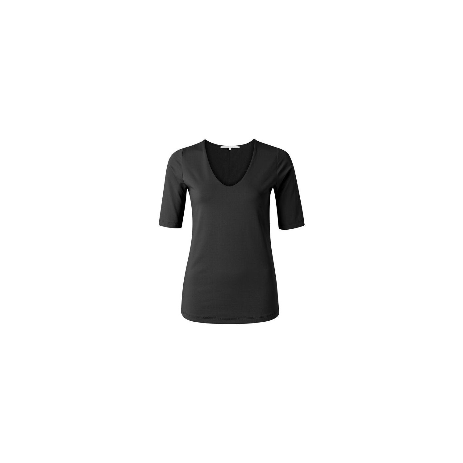 YAYA Round V-neck top pirate black