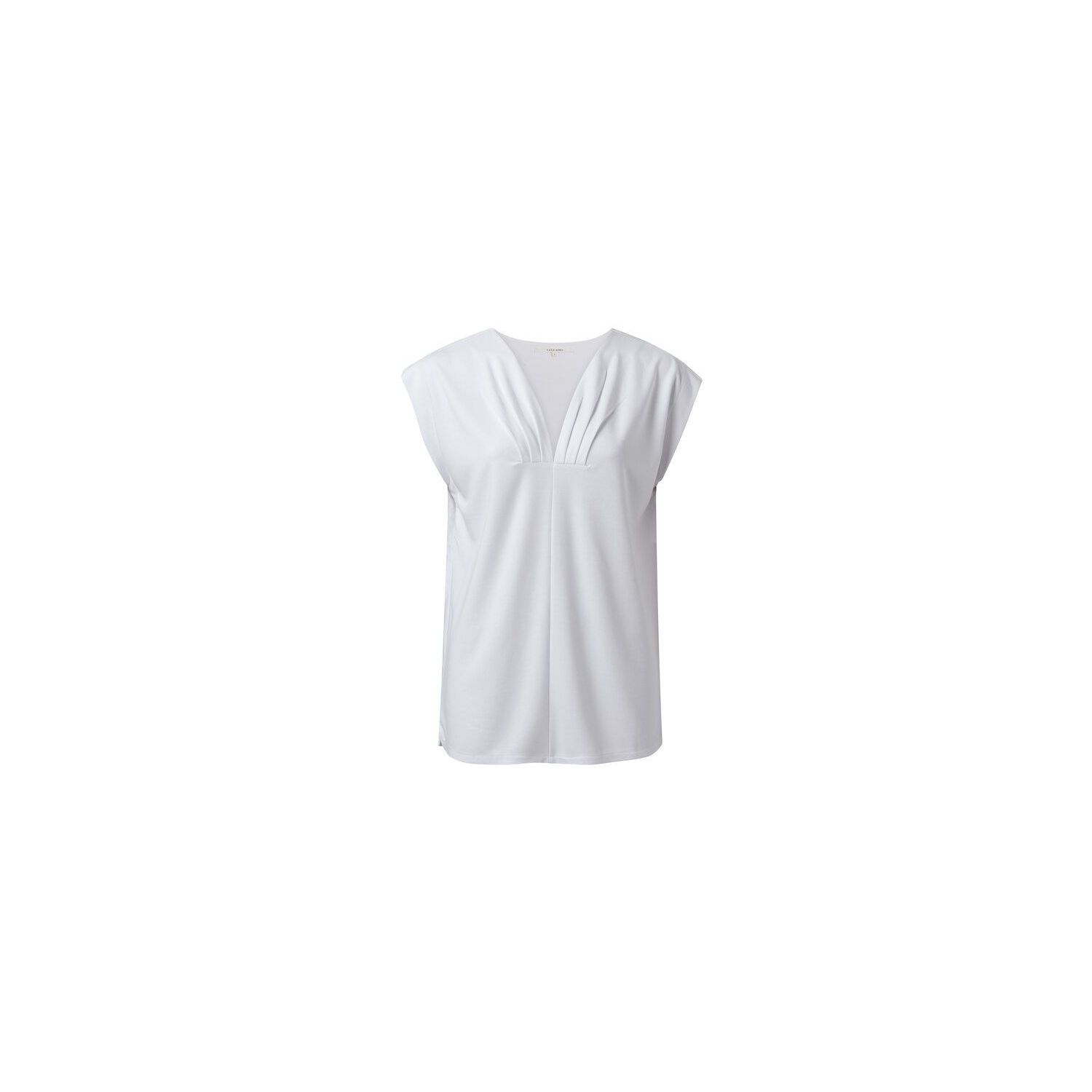 Yaya top with pleated neckline pure white