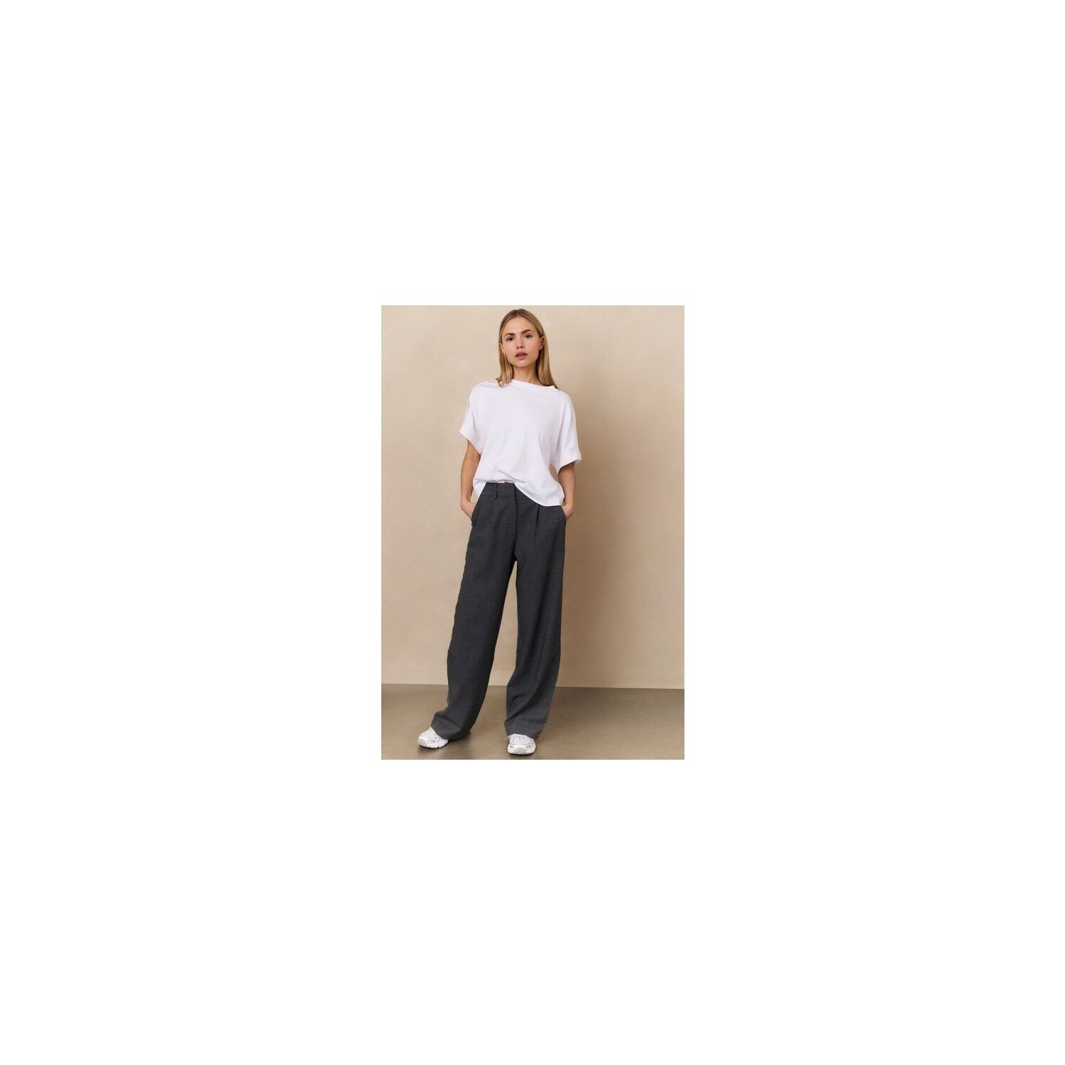 YAYA Jersey top met vouwdetails pure white