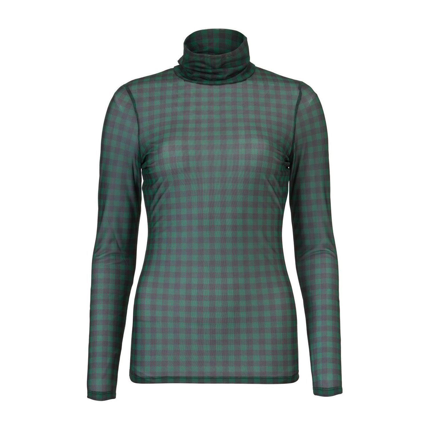 Modström siona print top dark green check