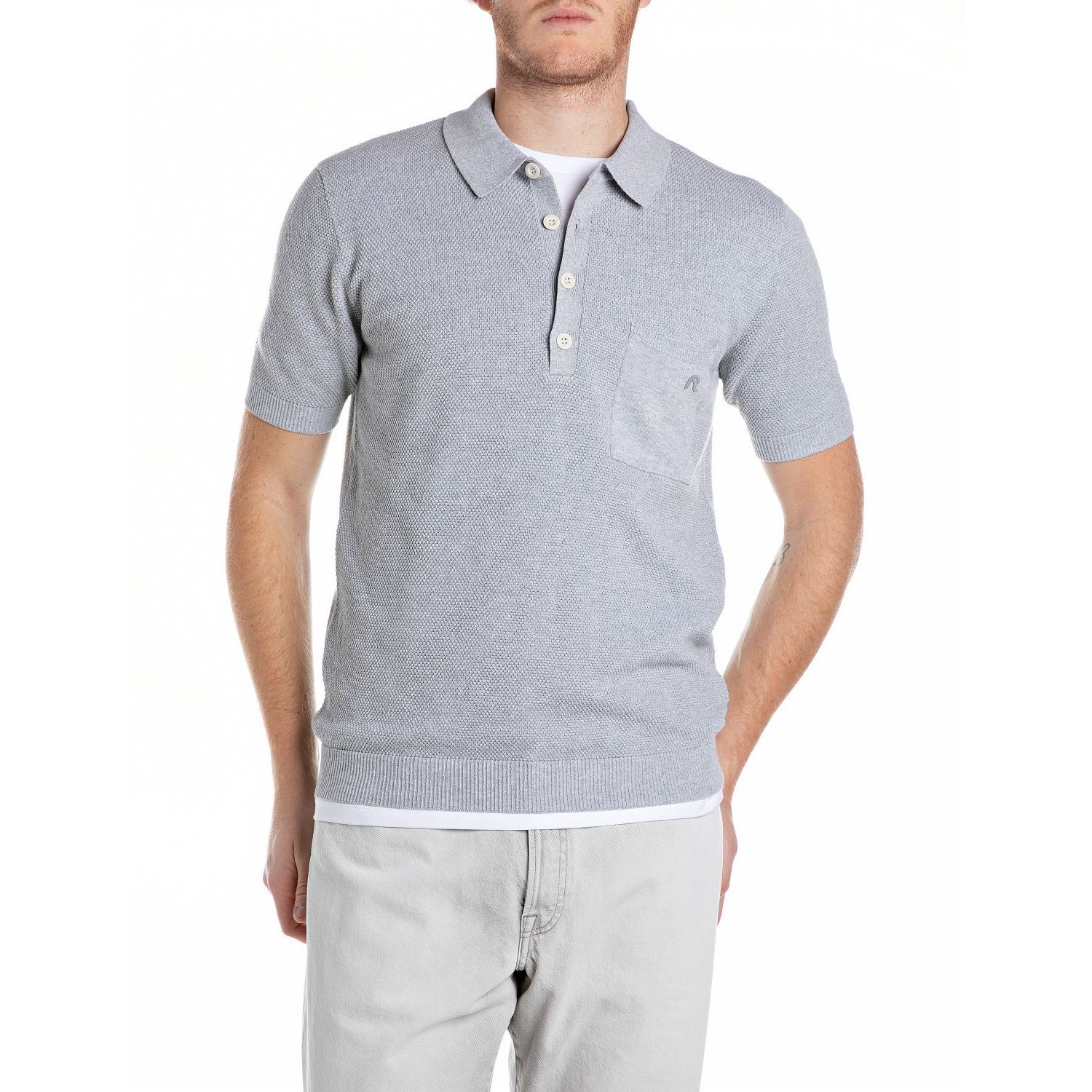 Replay uk4708 g23774 trui mesh grey melange