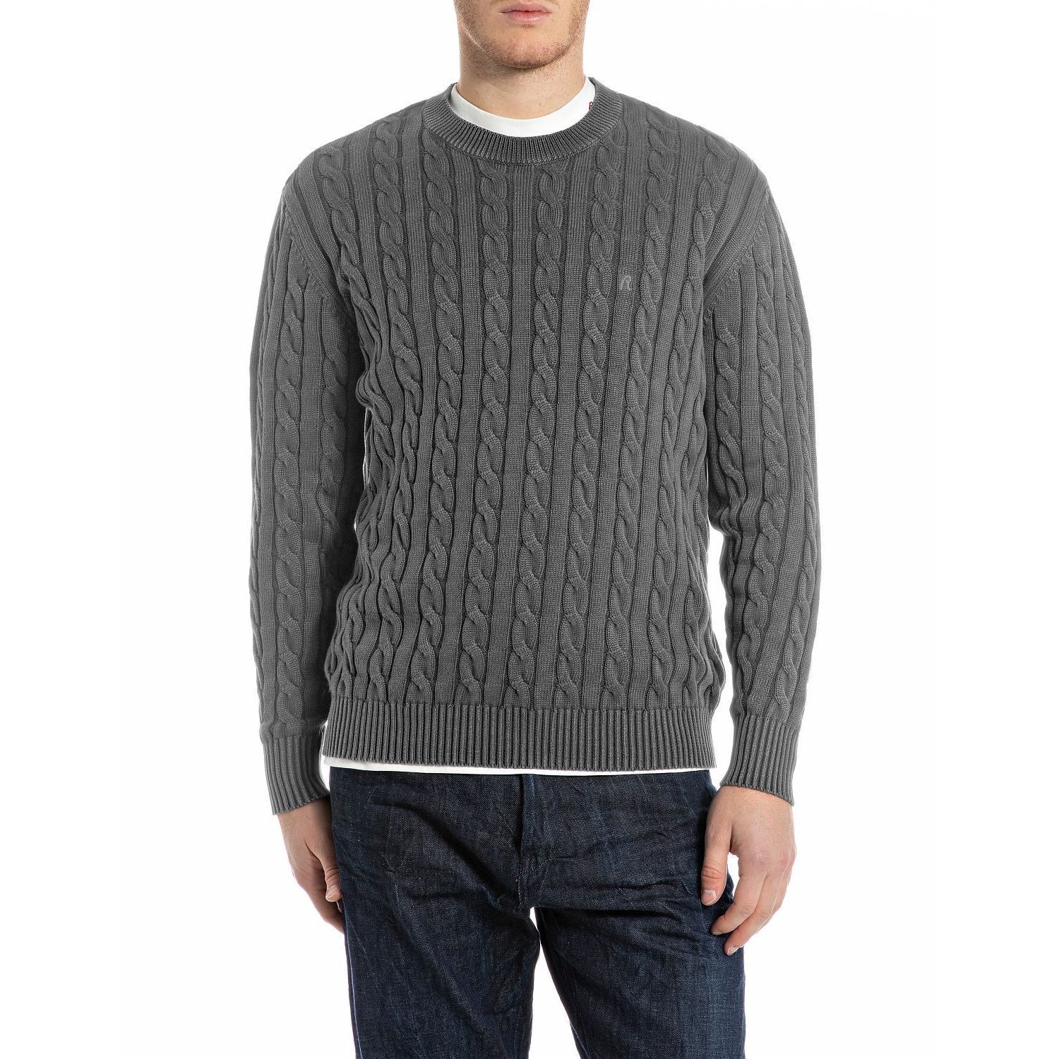 Replay maglia knit trui steel grey