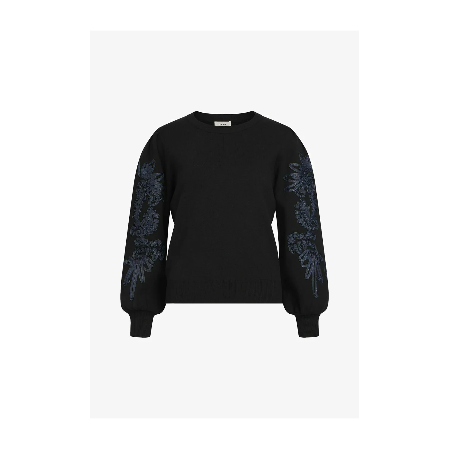 Object objjoana l/s knit pullover black/skycaptain