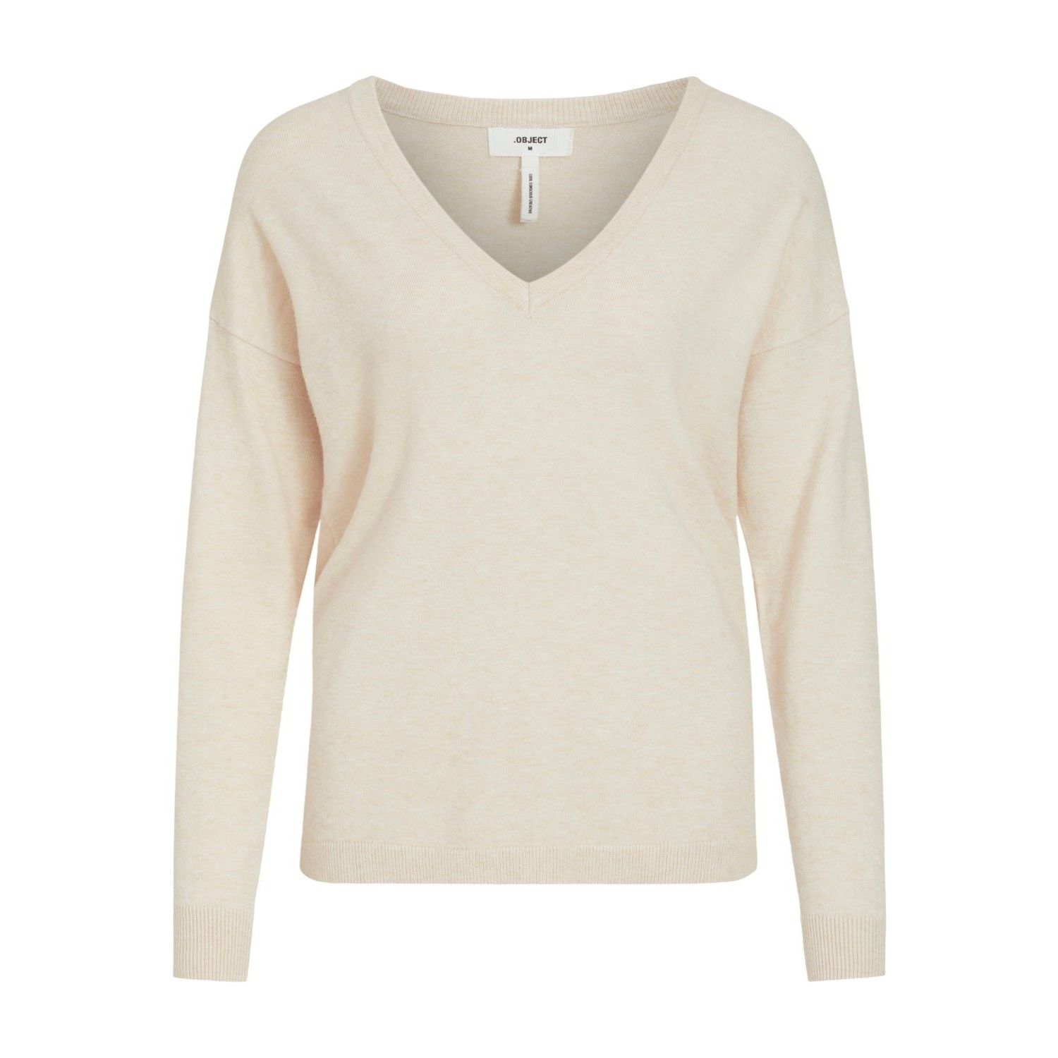 Object objthess l/s v-neck knit pullover sandshell