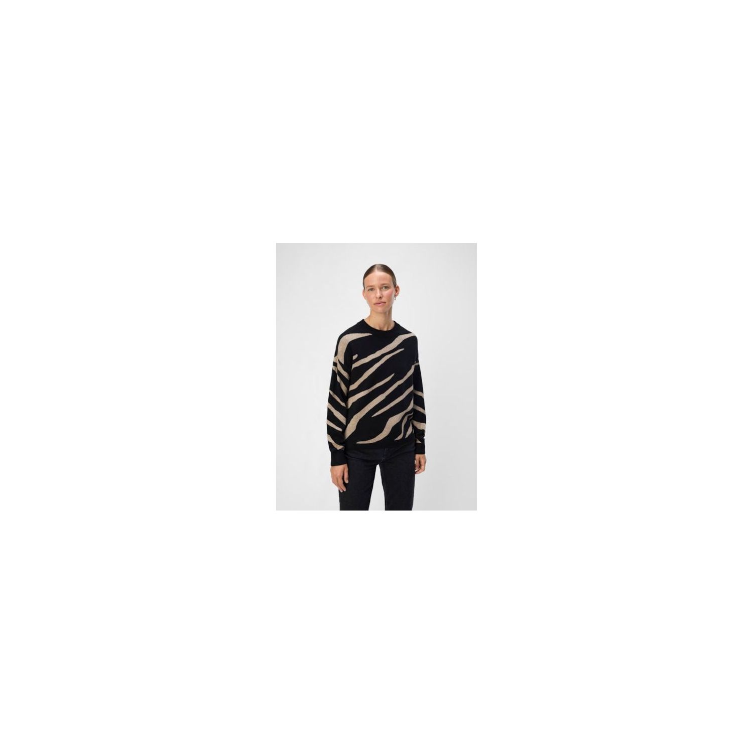 Bruine OBJECT Trui OBJFLORA RE L/S KNIT PULLOVER