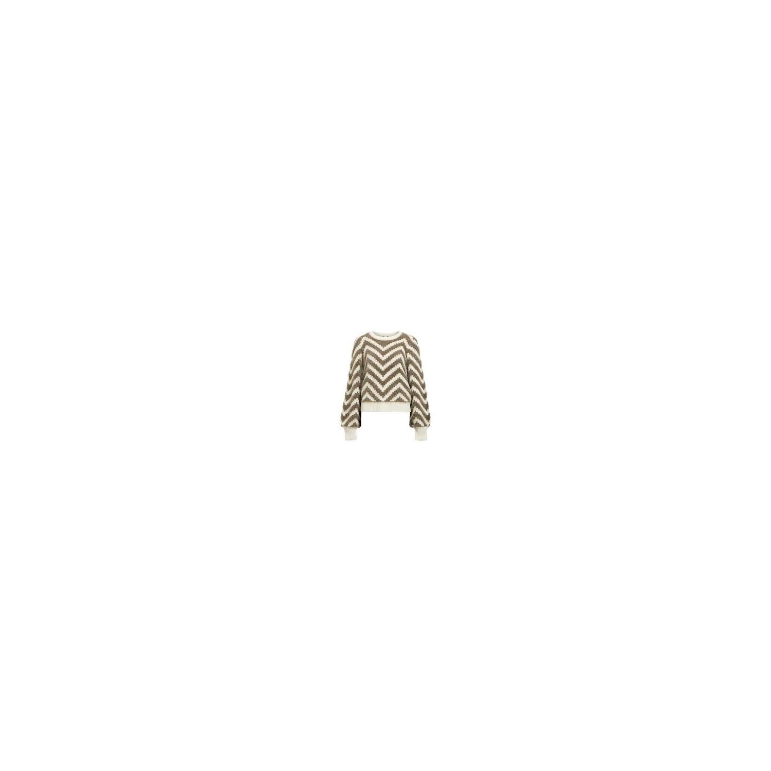 Object objhollow ls knit pullover white sand morel