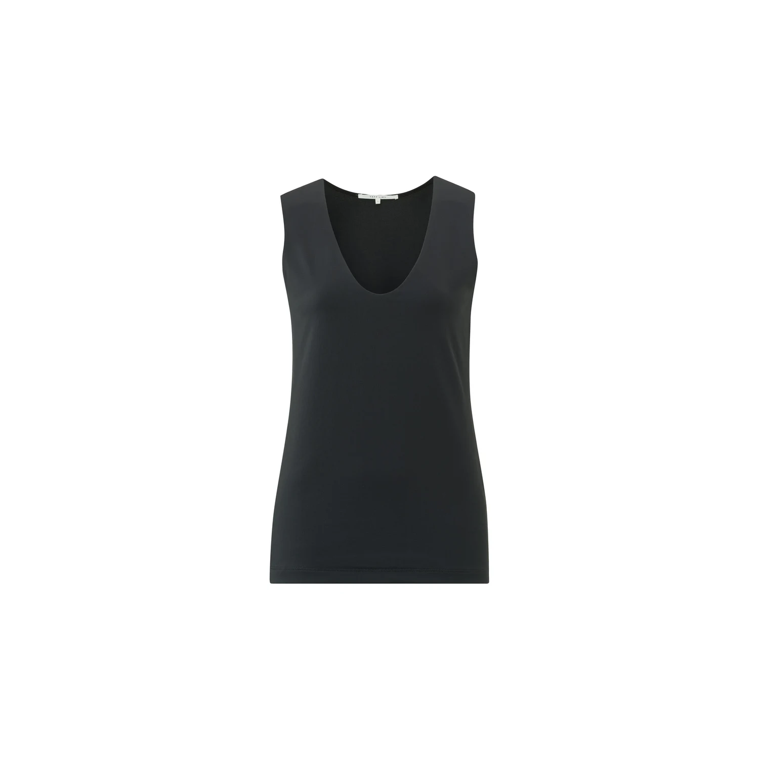 YAYA Round V-neck singlet pirate black