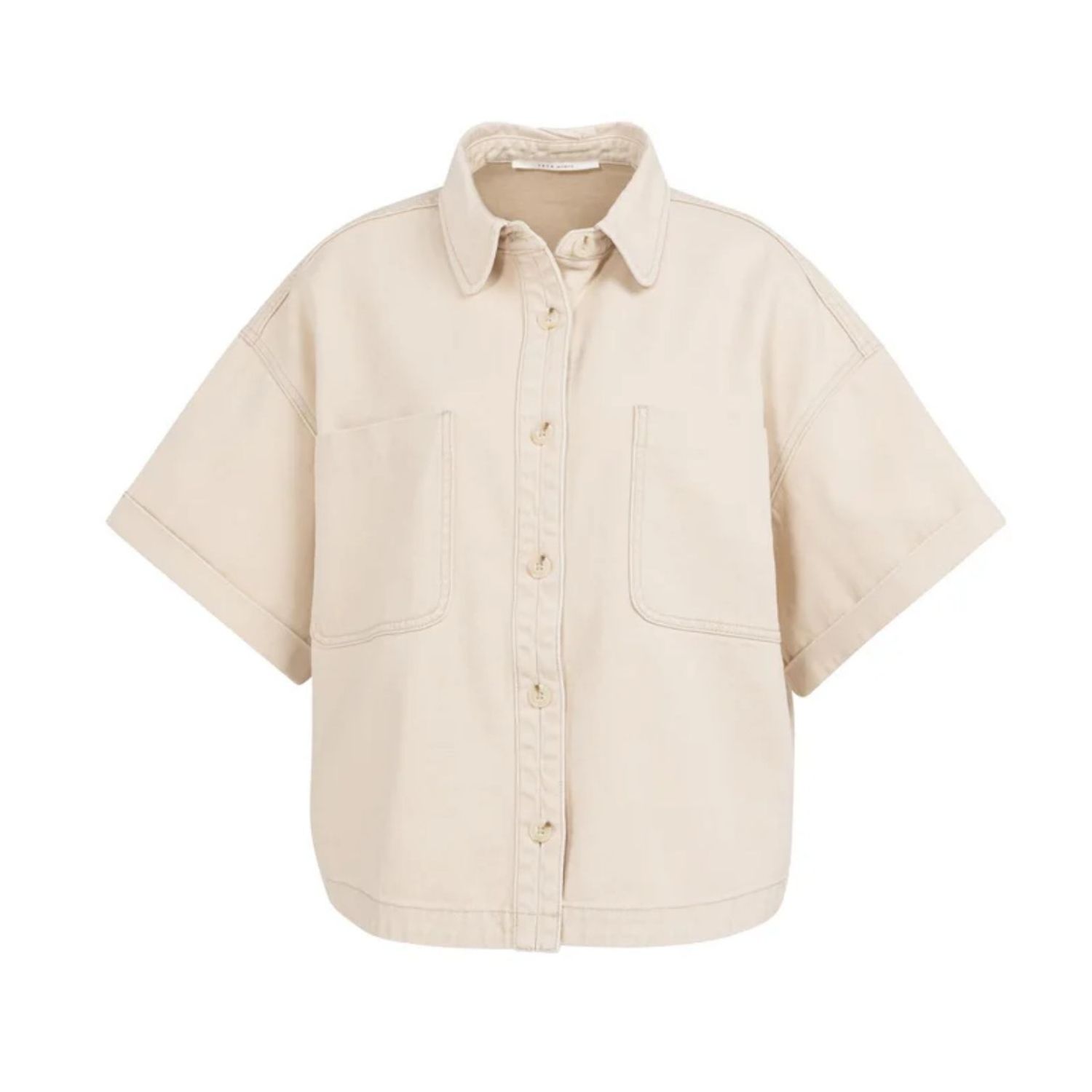 YAYA Denim jasje met korte mouwen desert beige den