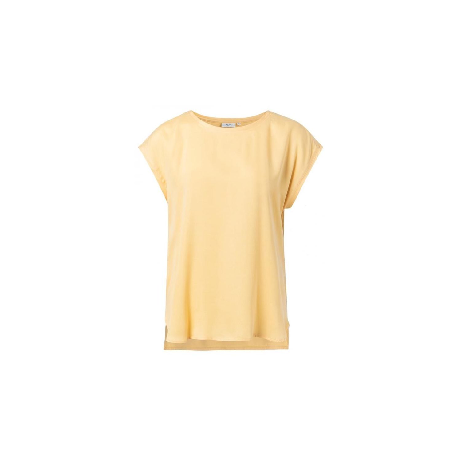 Yaya fabric mix t-shirt rounded hems mellow yellow