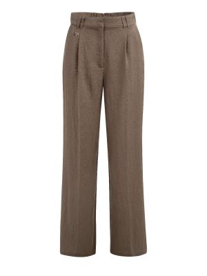 YAYA Geweven broek met wijde pijpen washed brown