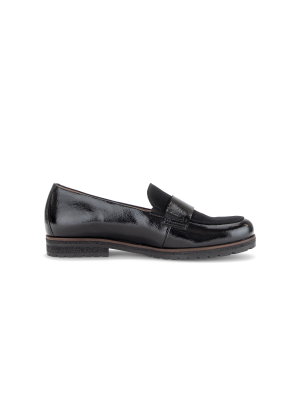 Gabor Loafer Knautschlack/Samtch Black