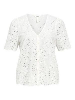 Object objbitten s/s v-neck top cloud dancer