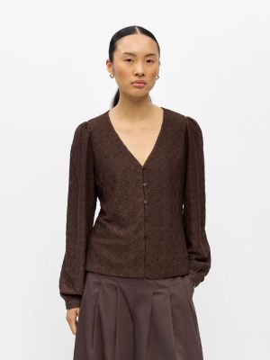 Object objlaila ls v-neck top noos seal brown