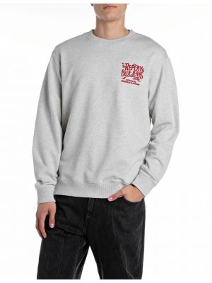 Replay felpa sweatshirt light grey melange