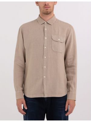 Replay M4082B linnen overhemd beige