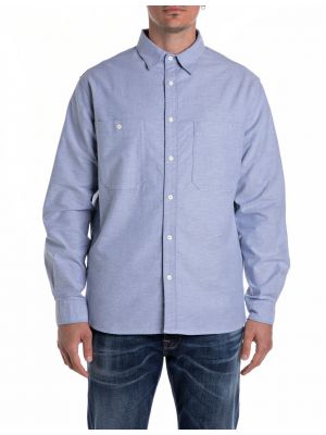 Replay m4138a 52767 overhemd natural white / blue