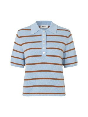 Modstrom malvamd s/s stripe polo cashmere nuth